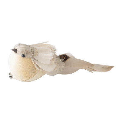 Vogel op clip – beige