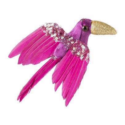 Toekan op clip – roze – 14 cm