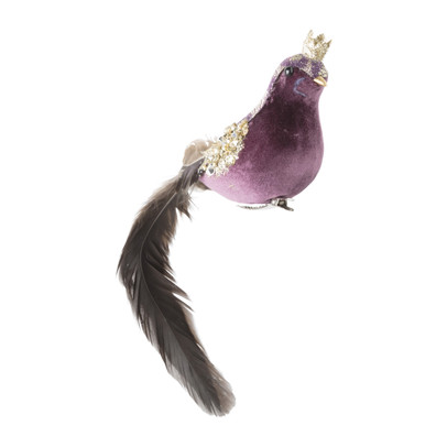 Vogel met kroon op clip – paars