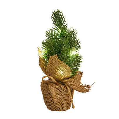 Kunstkerstboompje in pot – 7 led lampjes – 22 cm