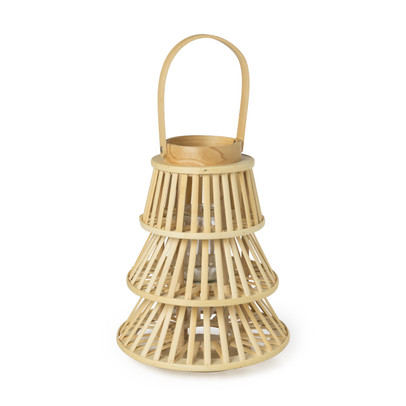 Lantaarn kerstboom – bamboe – ø25×31 cm