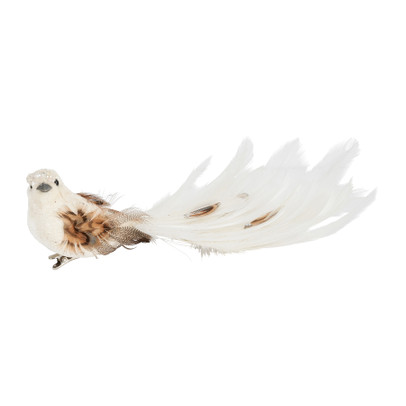 Vogel op clip – wit – 20 cm