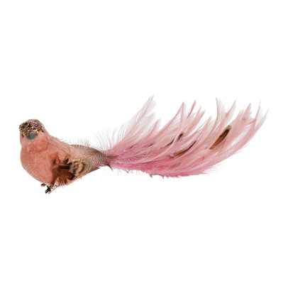 Vogel op clip – roze – 20 cm