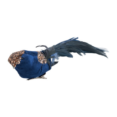 Vogel op clip – blauw – 30 cm