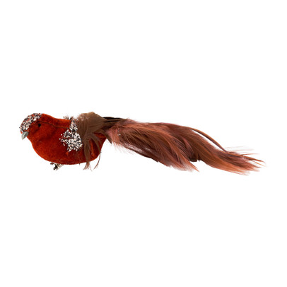 Vogel op clip – terra cotta – 30 cm