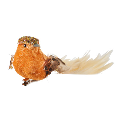 Vogel op clip – geel – 20 cm