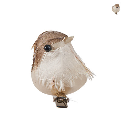 Vogel op clip – naturel – 9 cm – diverse varianten