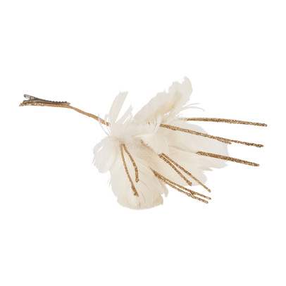 Veren op clip – wit – 25 cm