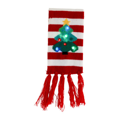 Kerstsjaal met lampjes – rood/wit