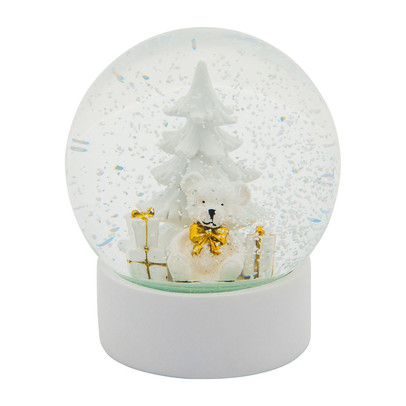 Sneeuwbol – kerstboom en beer – 10×11 cm