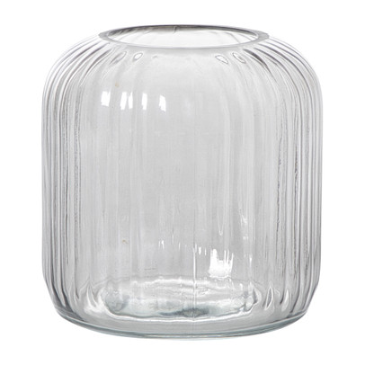 Windlicht ribbel middel – grijs – ø17.7×17.7 cm