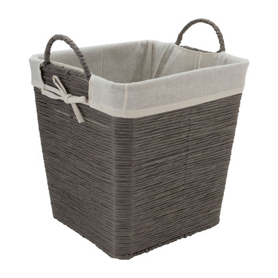 Wasmand Batavia met voering – grijs – 30x30x32 cm