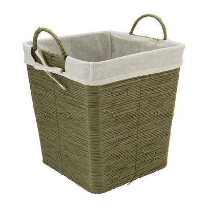 Wasmand Batavia met voering – groen – 30x30x32 cm