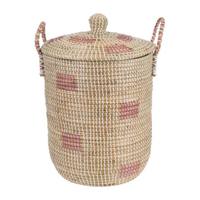 Wasmand Cobra – roze/wit – 34×41 cm