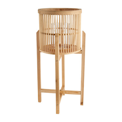 Bamboe lantaarn op voetjes – naturel – 36×73 cm