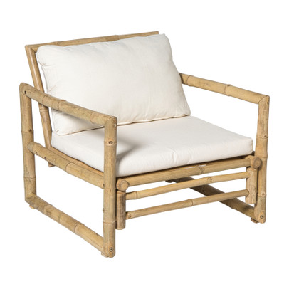 Bamboe tuinfauteuil Hanoi – bruin/wit – 70x75x75 cm