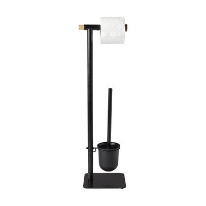 WC-borstel en papierhouder – zwart – 21 cm