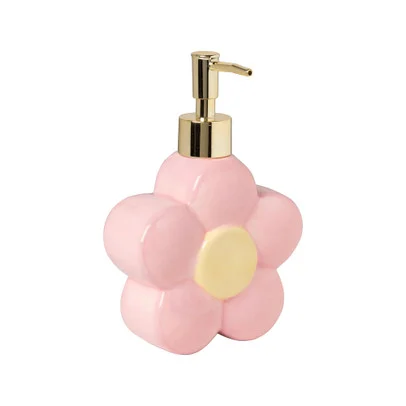 Zeeppompje bloem – roze/geel – 18.5×12.8×5.5 cm