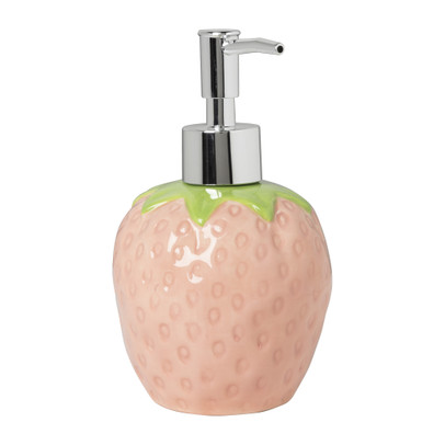 Zeeppompje aardbei – roze/groen – ø8.3×15 cm