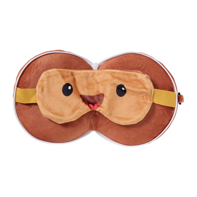 2-in-1 reiskussen hamburger met oogmasker – bruin