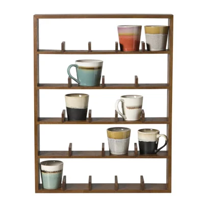 Wandkast voor 23 mokken – bruin – 63.5x48x9 cm