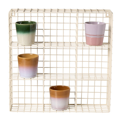Wandrek wire 9 vakken – beige – 40x40x10 cm