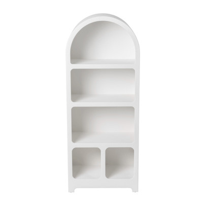 5 vakkenkast Zaha organic met boog – MDF – wit – 120.5x48x30 cm