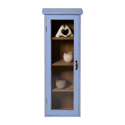 Vitrinekast 1 deur – blauw – 80x30x15 cm
