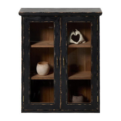 Vitrinekast 2 deuren – zwart – 60x50x15 cm