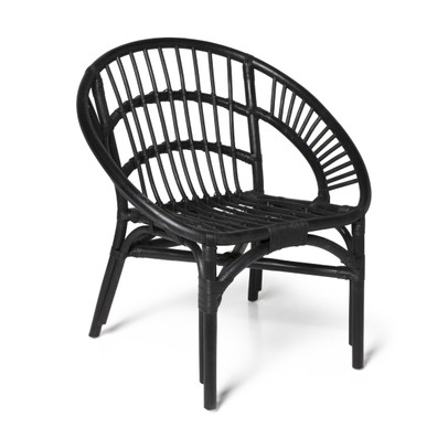 Rotan kuipstoel Semarang – zwart – 70x64x77 cm