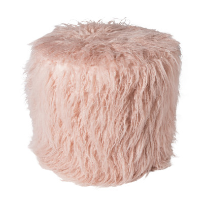 Poef fluffy – roze – 38x42x42 cm