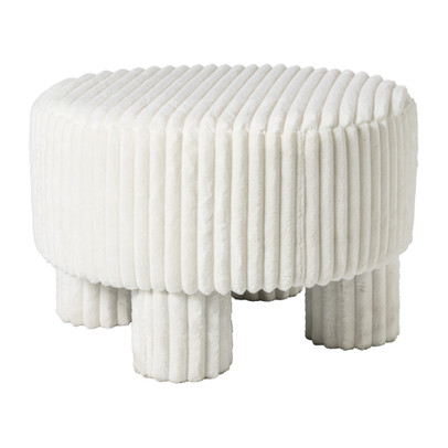 Poef Nora ribstof XL – wit – ø60×40 cm