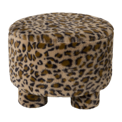 Poef luipaard – bruin/beige – ø40×29 cm