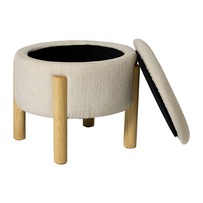 Opbergpoef Mandy – beige – ø45×38 cm