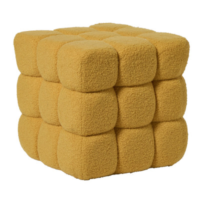 Poef chunk teddy – geel – 36x36x36 cm