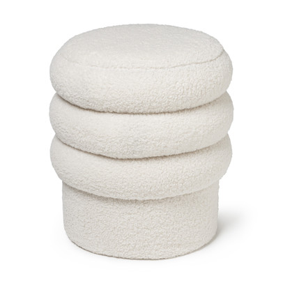 Poef teddy gelaagd – beige – ø38×43 cm