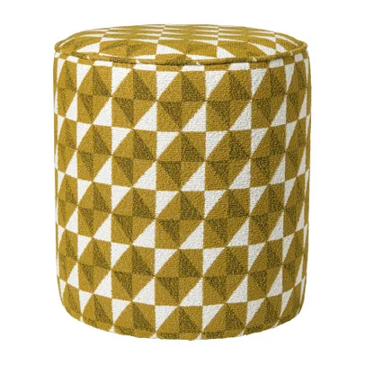 Poef retro – oker/beige – ø35×38 cm