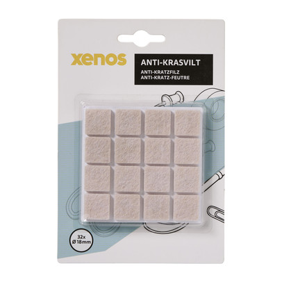 Anti-kras viltjes vierkant 1.8×1.8 cm – taupe – set van 32