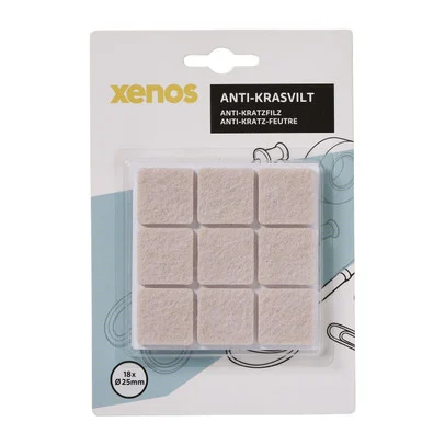 Anti-kras viltjes vierkant 2.5×2.5 cm – taupe – set van 18