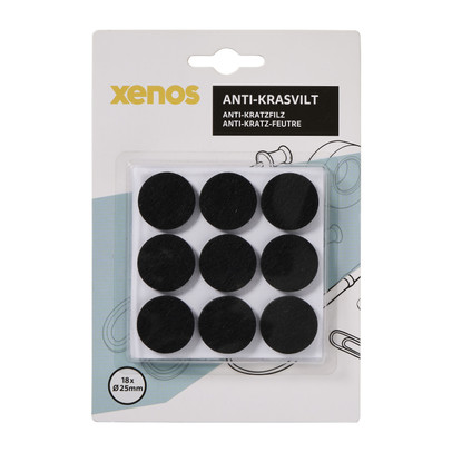 Anti-kras viltjes rond ø2.5 cm – zwart – set van 18