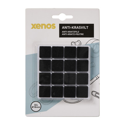 Anti-kras viltjes vierkant 1.8×1.8 cm – zwart – set van 32