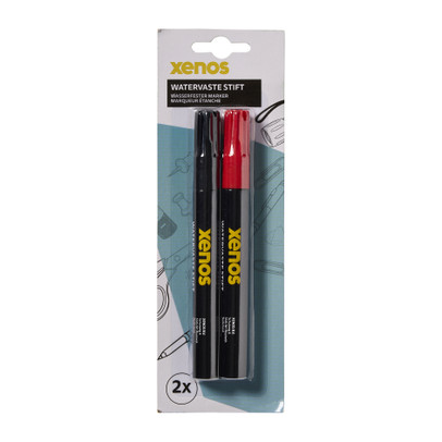 Watervaste stift – rood/zwart – set van 2