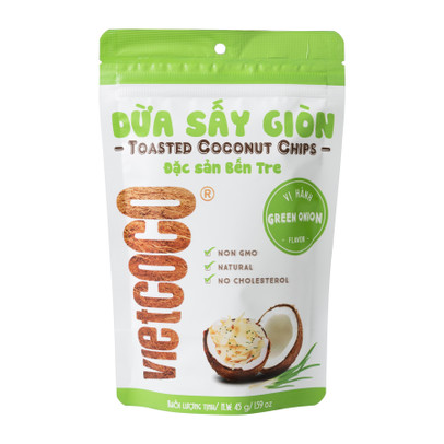 Vietcoco kokosnoot chips – green onion – 45 g