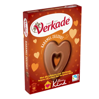 Verkade chocolade hart – karamel zeezout – 135 gram