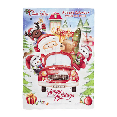 Adventskalender kerstman happy holidays – 25 chocolaatjes