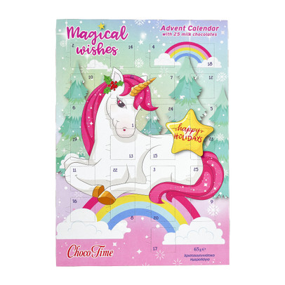 Adventskalender met chocolade – unicorn star – 65 g